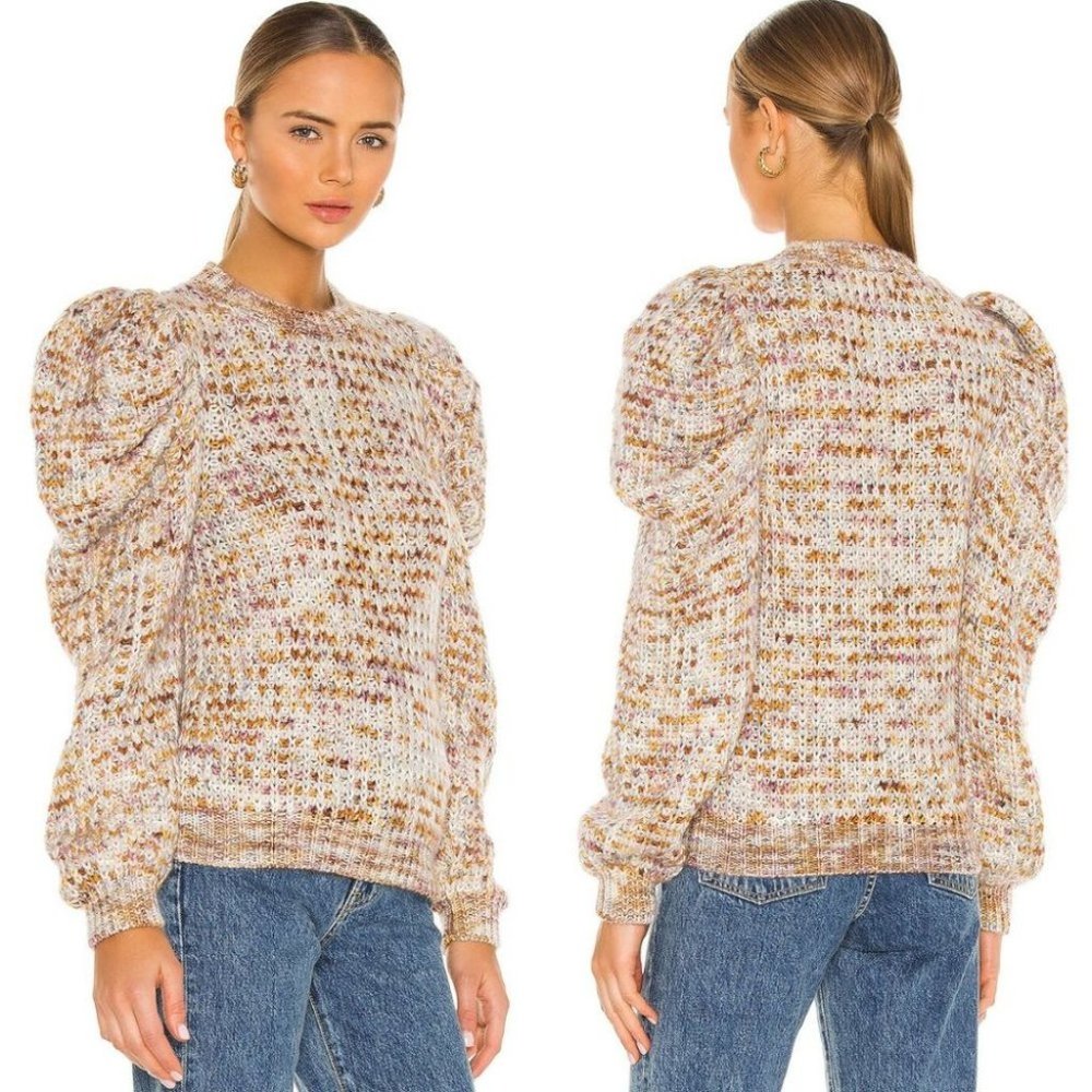 Ulla Johnson Rosina Puff Sleeve Pullover Sweater in Fawn size M/L - Picture 2 of 8